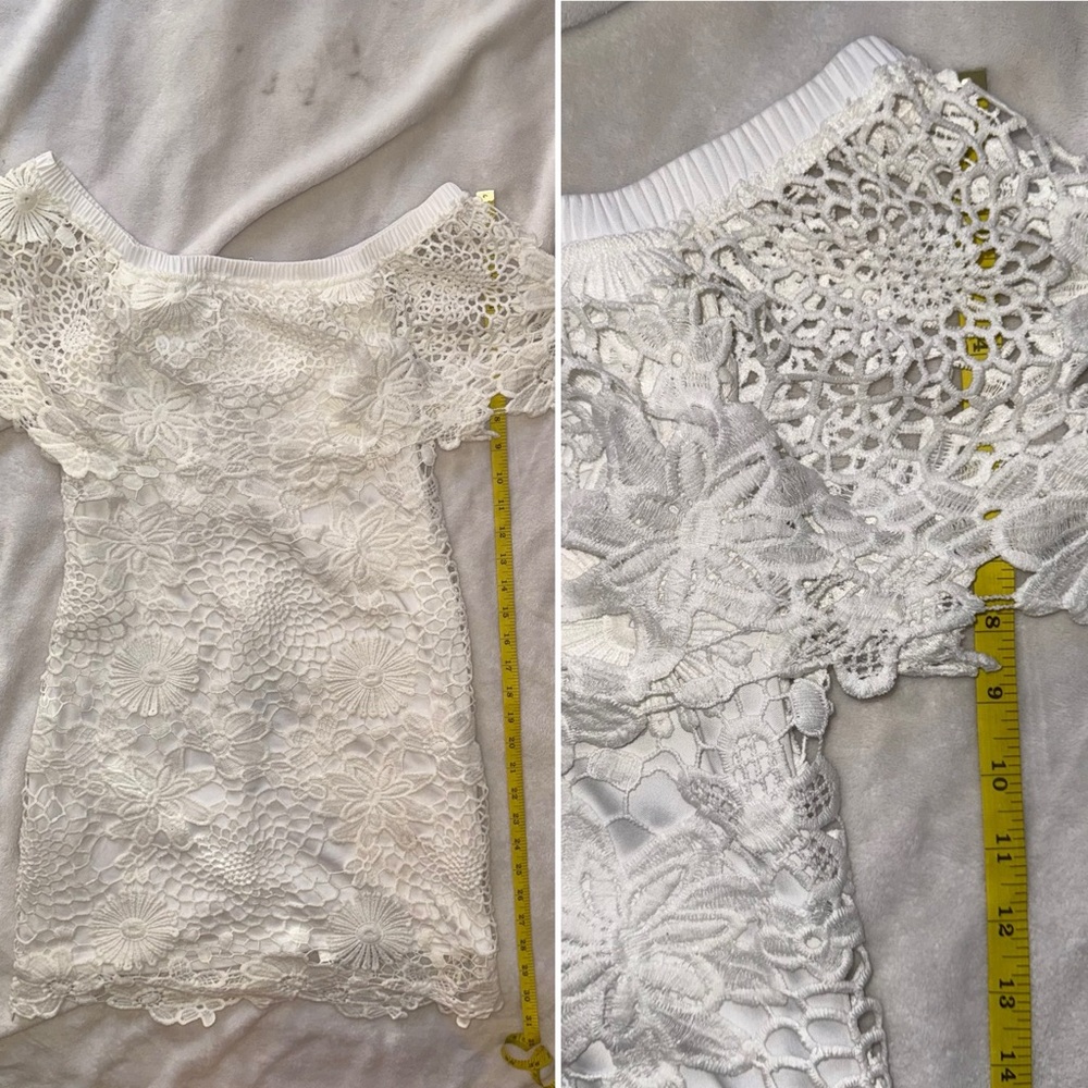 Mimi Chica Off Shoulder White Lace Dress – Short Sleeve Size Medium